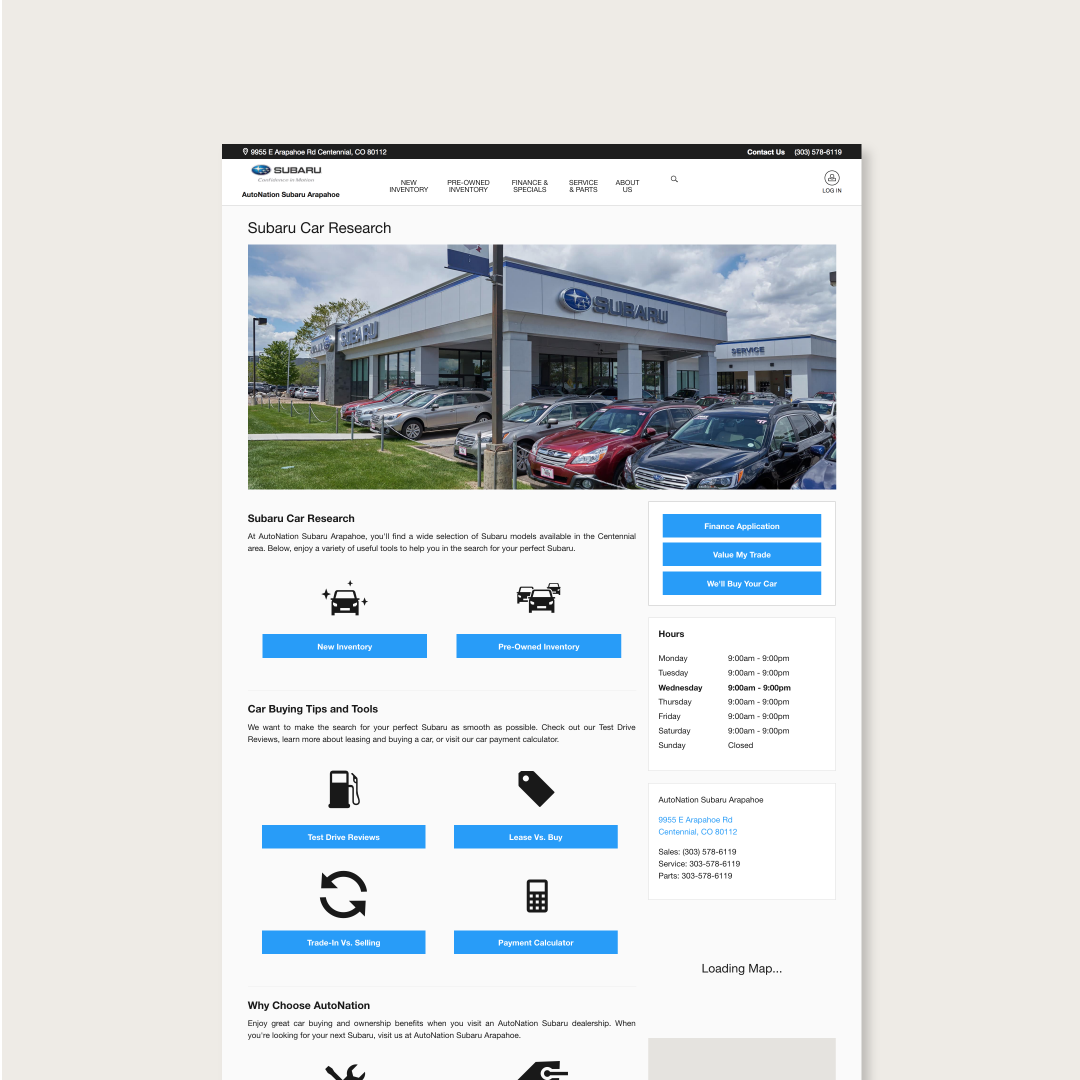 AutoNation: Car Research Landing Page