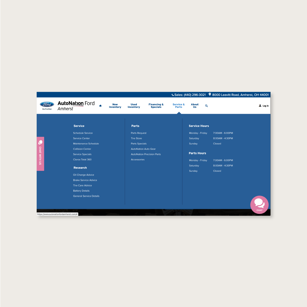 AutoNation: Service Center Taxonomy & Navigation